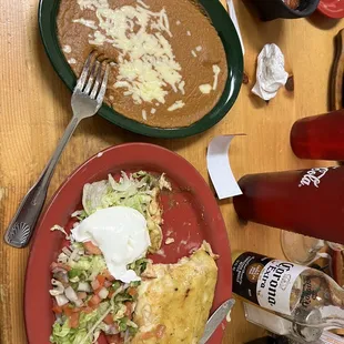 Chicken verde quesadilla with beans