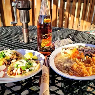 two plates of food on a table