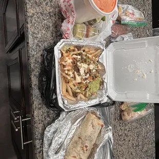 Menudo, carne asada fries, California burrito