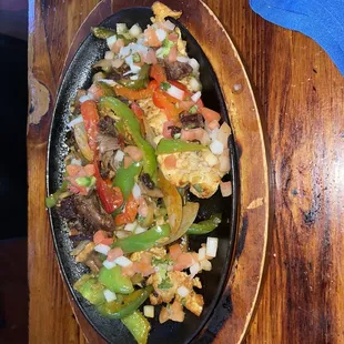Fajitas. Came with beans and rice on the side