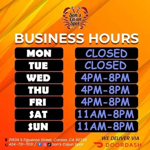 Updated opening hours