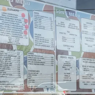the menu for the restaurant