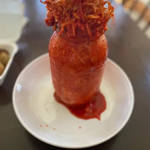 a plate of food on a table