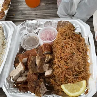 Lechon and pancit
