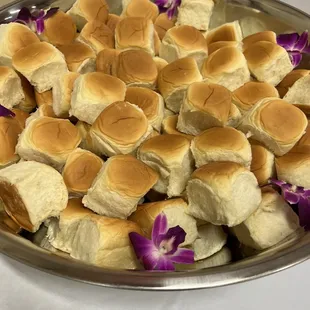 Sweet rolls that tasted so good with our chicken. Perfect for the kids at our party to make little chicken/pork sliders.