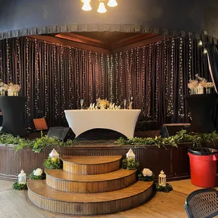 a stage set up for a wedding