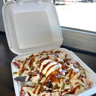 Pork, brisket, steak or chicken nachos