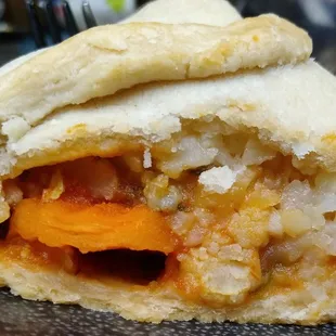 Inside the veggie pasty