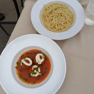 two plates of food on a table