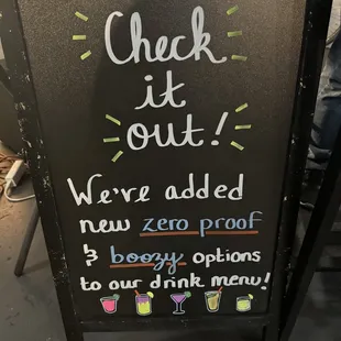 Zero proof and boozy drinks advert.