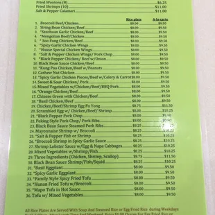 New menu