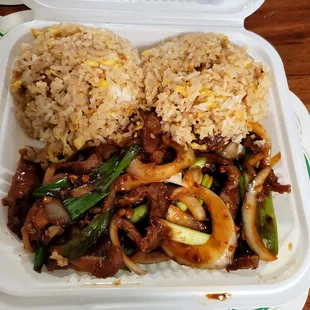 Mongolian Beef with fried rice