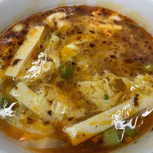 Seafood and Tofu Soup with chili oil