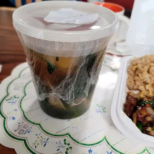 Wonton soup nicely wrapped