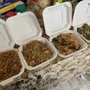 House Chow Mein, House Fried Rice, Salt and Pepper Chicken Wings, Salt and Pepper Calamari