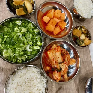 Banchan and rice