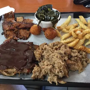 Southern BBQ. Hush puppies and Collard greens especially good!