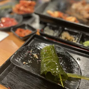 garlic leave wrap! so sweet and made it extra juicy!!