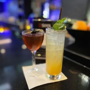 Longbranch Manhattan and SOOL (house) Peach Lemonade Cocktail.