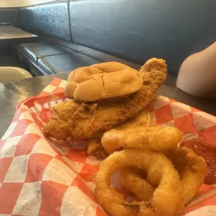 Beer battered fish sandwich!   So big so good!
