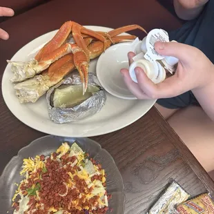 All you can eat crab and baked potato