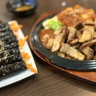 Gimbap &amp; Roasted Kimchi Pork Belly