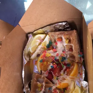 Carnival confetti waffle with Fried Chicken