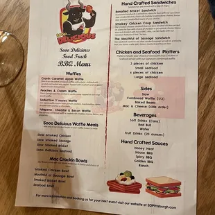 a menu for a restaurant