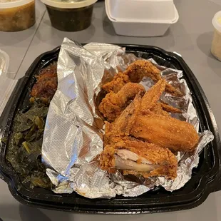 Chicken Wings  Collard Greens Candied Yams