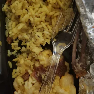 Bland rice and Mac and cheese