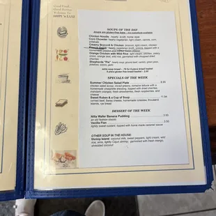 Menu as of August 2023