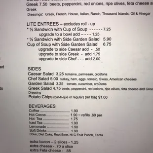 menu