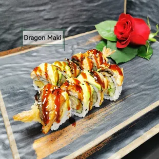 dragon maki with a rose