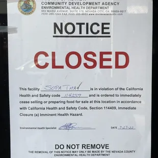 Notice on the front door