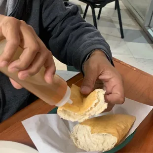 Warm sopapilla with honey.