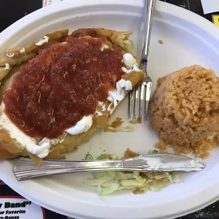 Regular sized sopapilla and side of rice