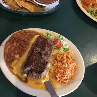 Steak and Enchiladas Plate