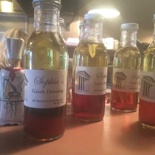 bottles of greek dressing