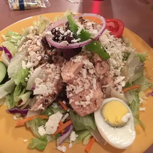 Greek salad with grilled chicken. Pretty good.