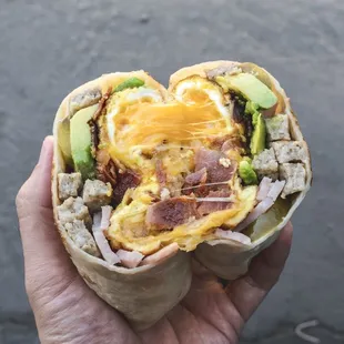 Meat Lovers Breakfast Burrito.
