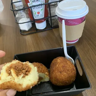 Potato ball with meat. My fav!  It's so good!