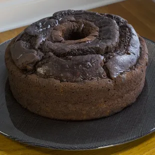 a chocolate cake on a plate