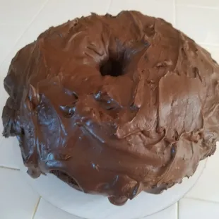 Chocolate Ganache on Chocolate Banana Bundt