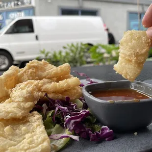 a plate of deep fried food