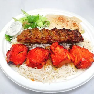Combo Plate #2 Chicken Kabob &amp; Chicken Kofta Kabob