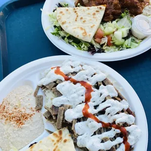 Top to bottom: Lamb Curry Plate, Lamb and Beef &amp; Lamb Mixed Gyro Mixed Plate