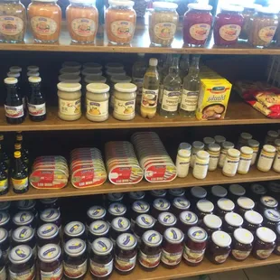 a variety of jars of food