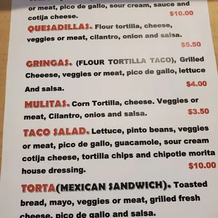 menu