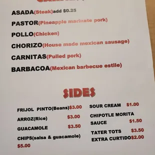 menu