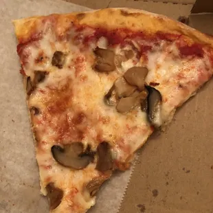 Mushroom pizza; once again, stingy on the toppings